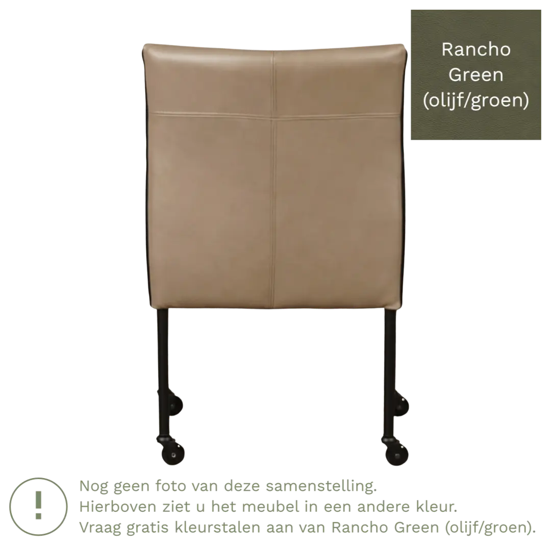 afbeelding van Leren eetkamerstoel More - Rancho Green (olijf/groen) - Poten staal rond RVS