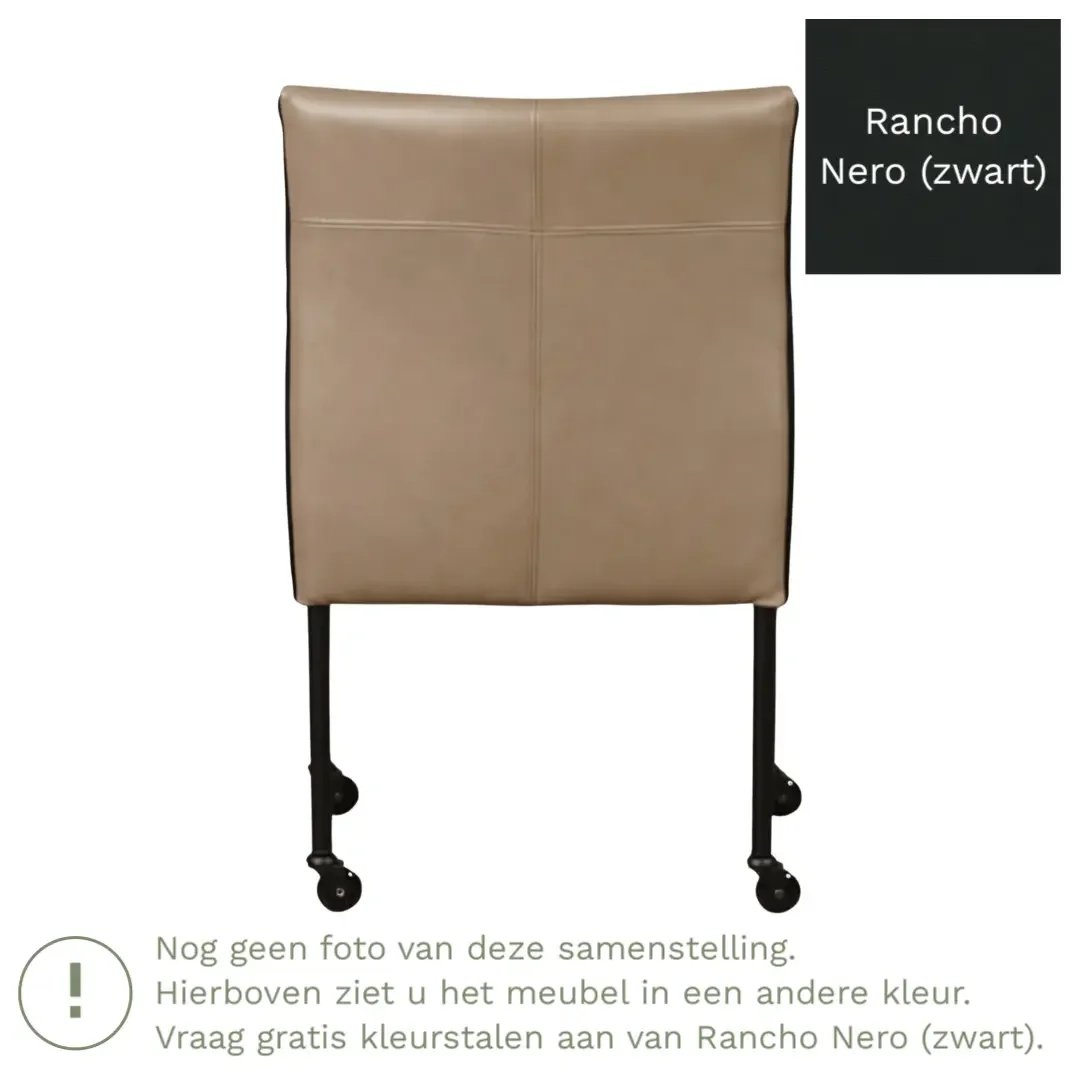 afbeelding van Leren eetkamerstoel More - Rancho Nero (zwart) - Poten staal rond RVS