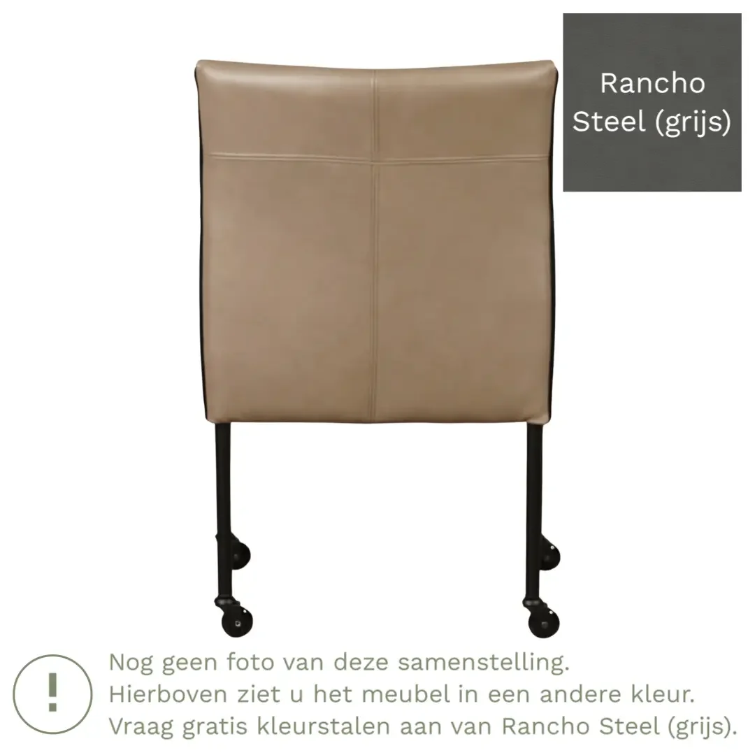 afbeelding van Leren eetkamerstoel More - Rancho Steel (grijs) - Poten staal rond RVS