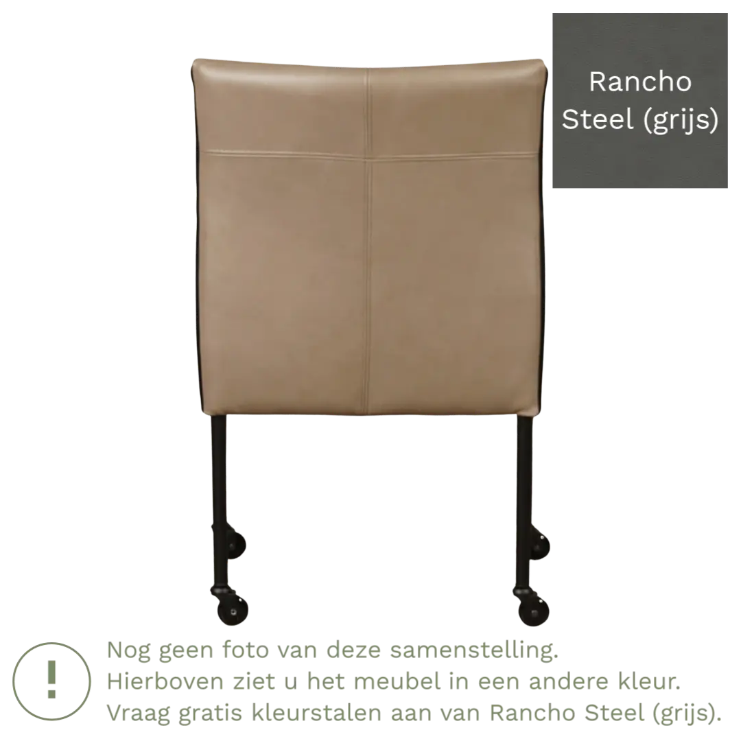 afbeelding van Leren eetkamerstoel More - Rancho Steel (grijs) - Poten staal rond zwart