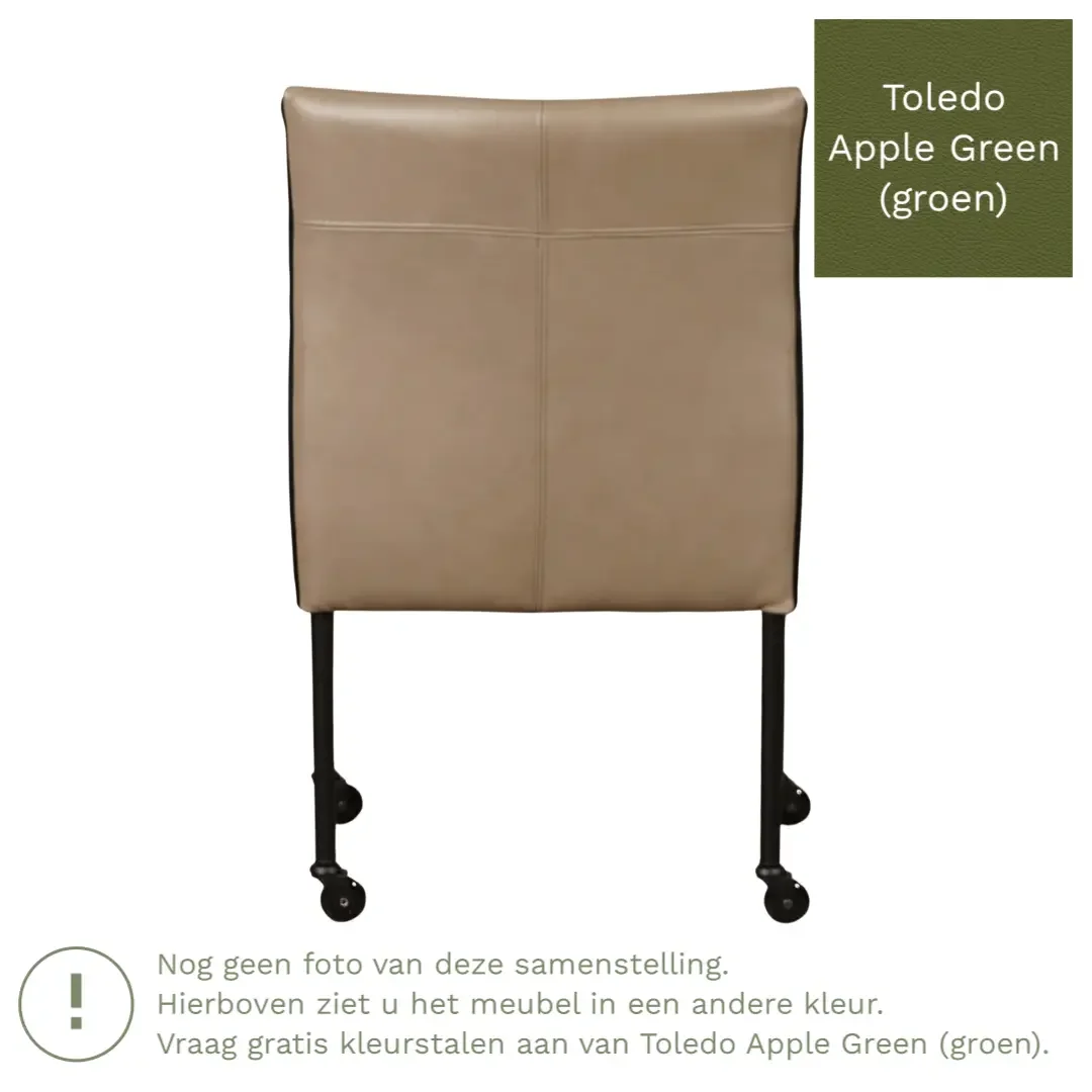 afbeelding van Leren eetkamerstoel More - Toledo Apple Green (groen) - Poten staal rond RVS