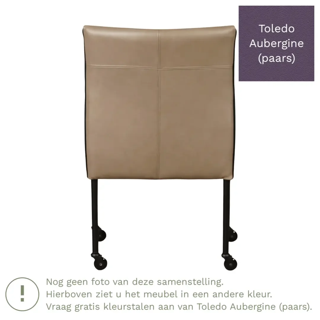 afbeelding van Leren eetkamerstoel More - Toledo Aubergine (paars) - Poten staal rond RVS