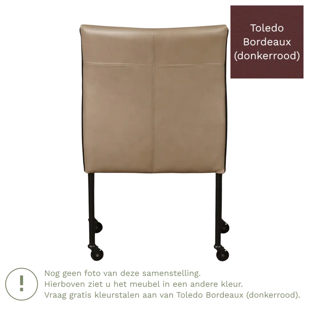 afbeelding van Leren eetkamerstoel More - Toledo Bordeaux (donkerrood) - Poten staal rond zwart