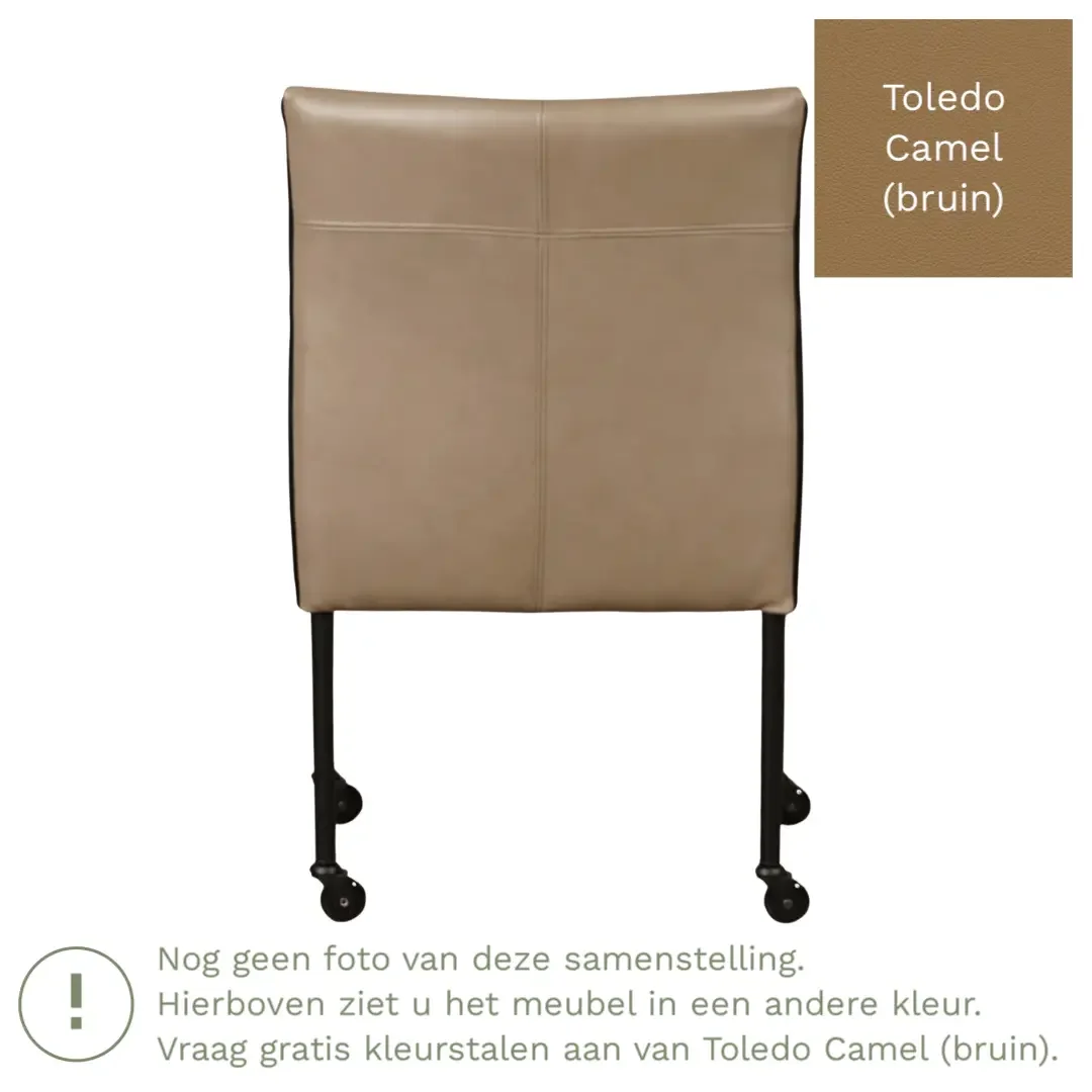 afbeelding van Leren eetkamerstoel More - Toledo Camel (bruin) - Poten staal rond zwart