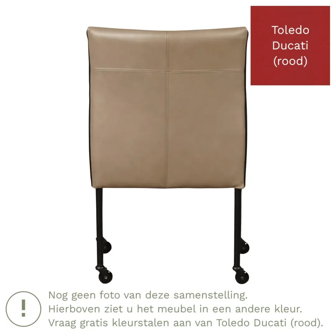 afbeelding van Leren eetkamerstoel More - Toledo Ducati (rood) - Poten staal rond RVS