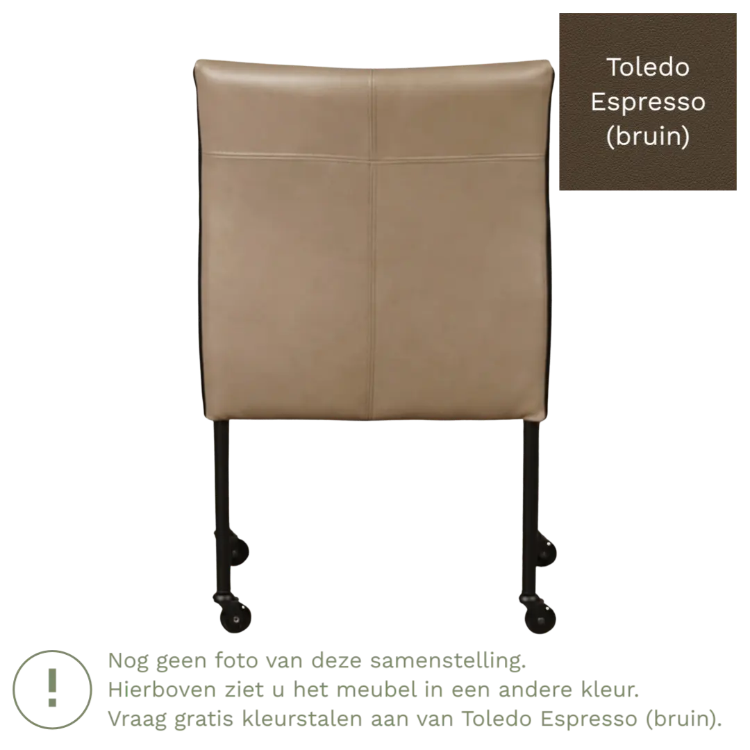 afbeelding van Leren eetkamerstoel More - Toledo Espresso (bruin) - Poten staal rond RVS