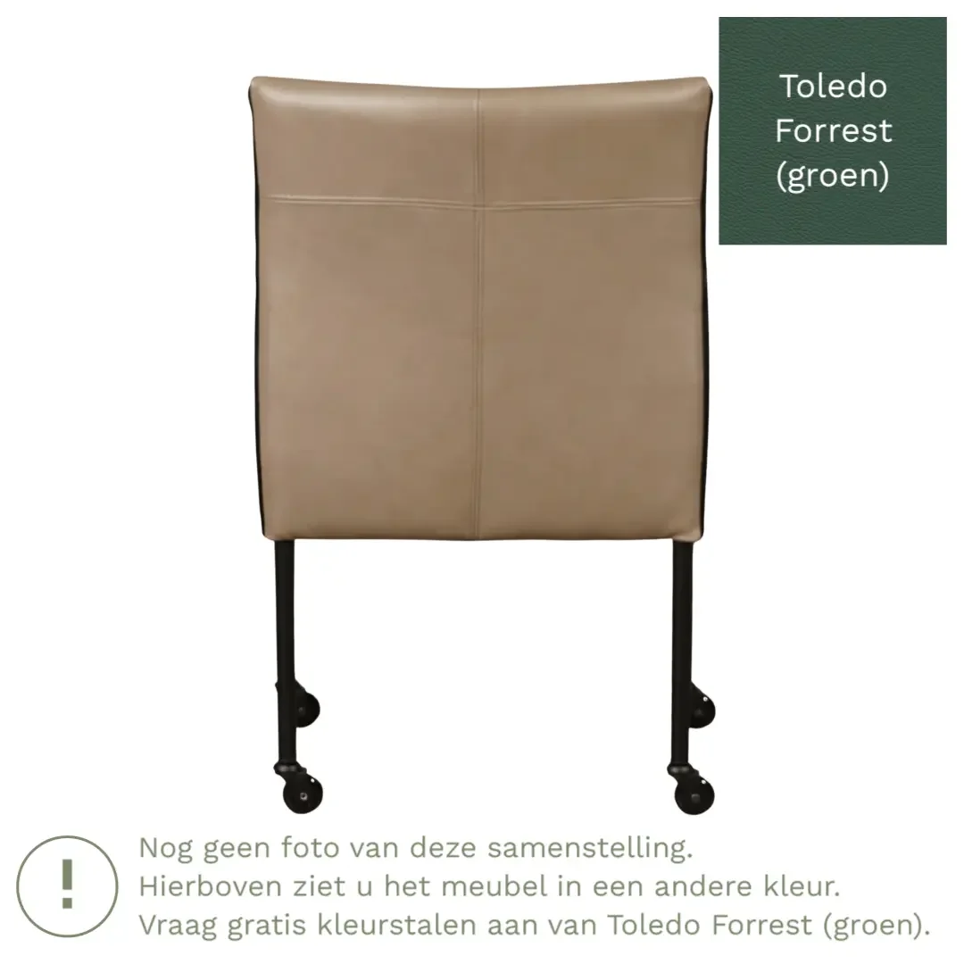 afbeelding van Leren eetkamerstoel More - Toledo Forrest (groen) - Poten staal rond RVS