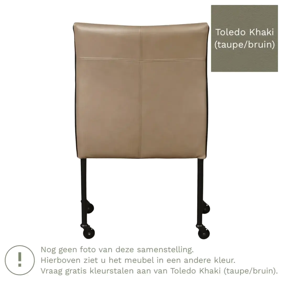 afbeelding van Leren eetkamerstoel More - Toledo Khaki (taupe/bruin) - Poten staal rond RVS