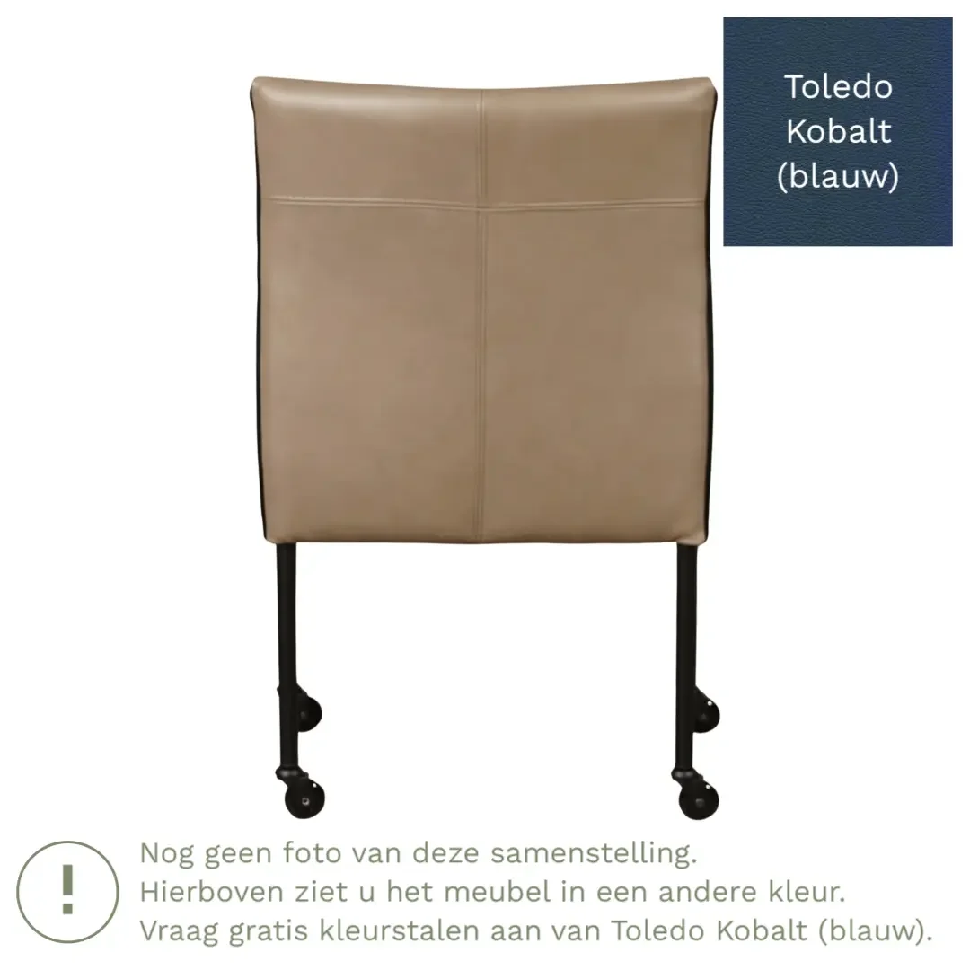 afbeelding van Leren eetkamerstoel More - Toledo Kobalt (blauw) - Poten staal rond zwart