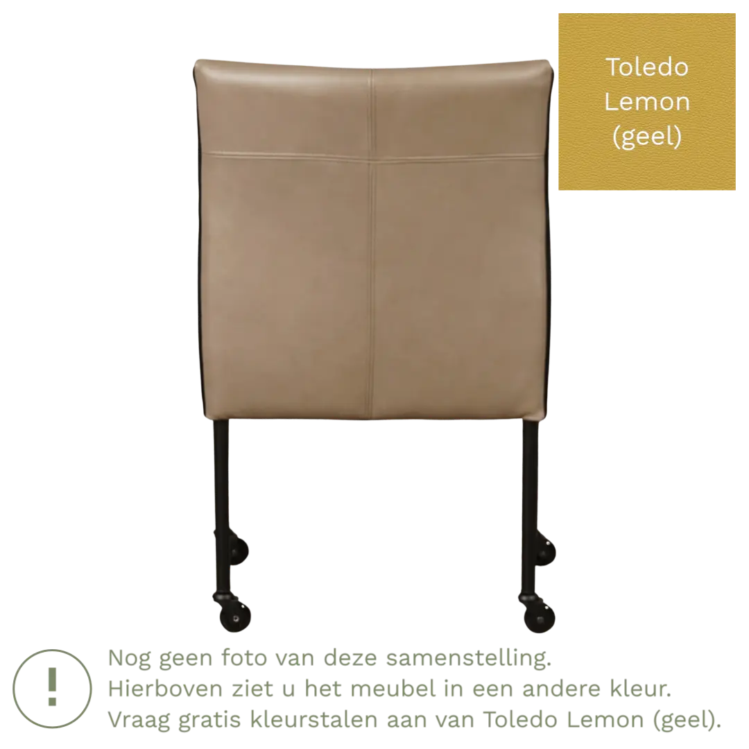 afbeelding van Leren eetkamerstoel More - Toledo Lemon (geel) - Poten staal rond zwart