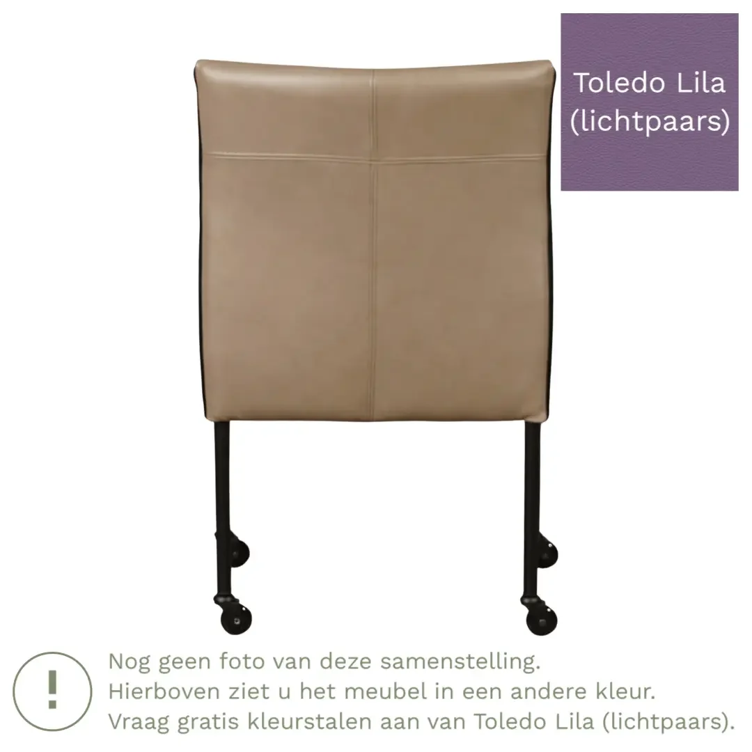 afbeelding van Leren eetkamerstoel More - Toledo Lila (lichtpaars) - Poten staal rond zwart