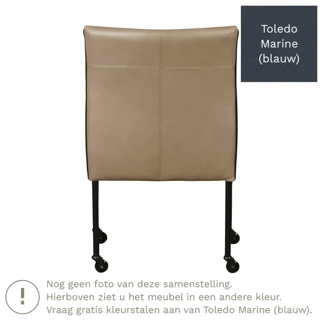 afbeelding van Leren eetkamerstoel More - Toledo Marine (blauw) - Poten staal rond RVS