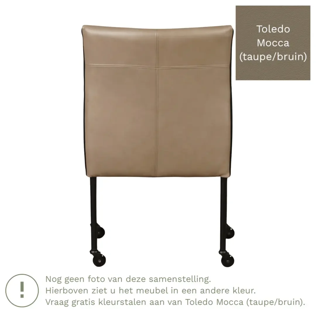 afbeelding van Leren eetkamerstoel More - Toledo Mocca (taupe/bruin) - Poten staal rond RVS