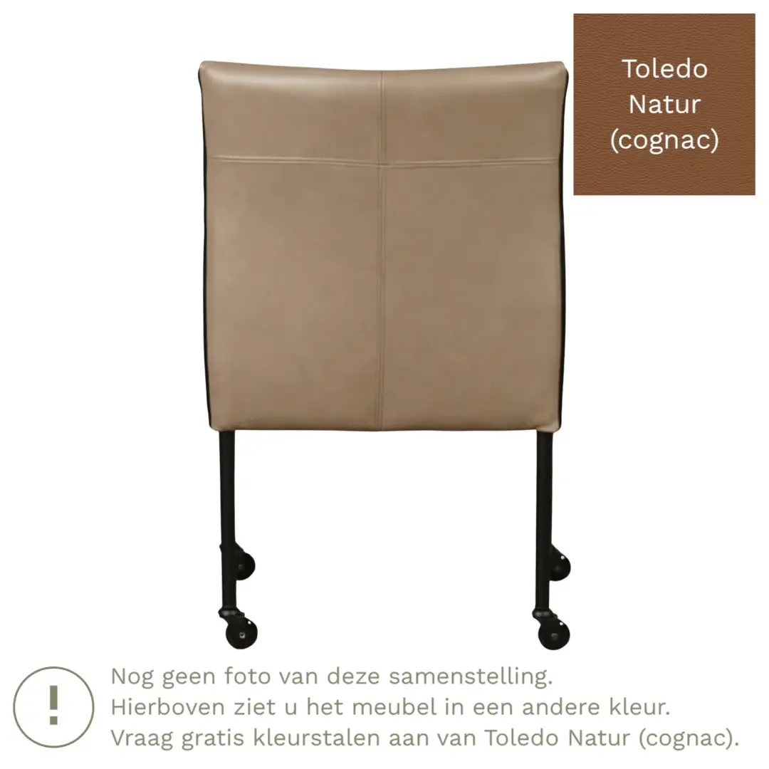 afbeelding van Leren eetkamerstoel More - Toledo Natur (cognac) - Poten staal rond zwart