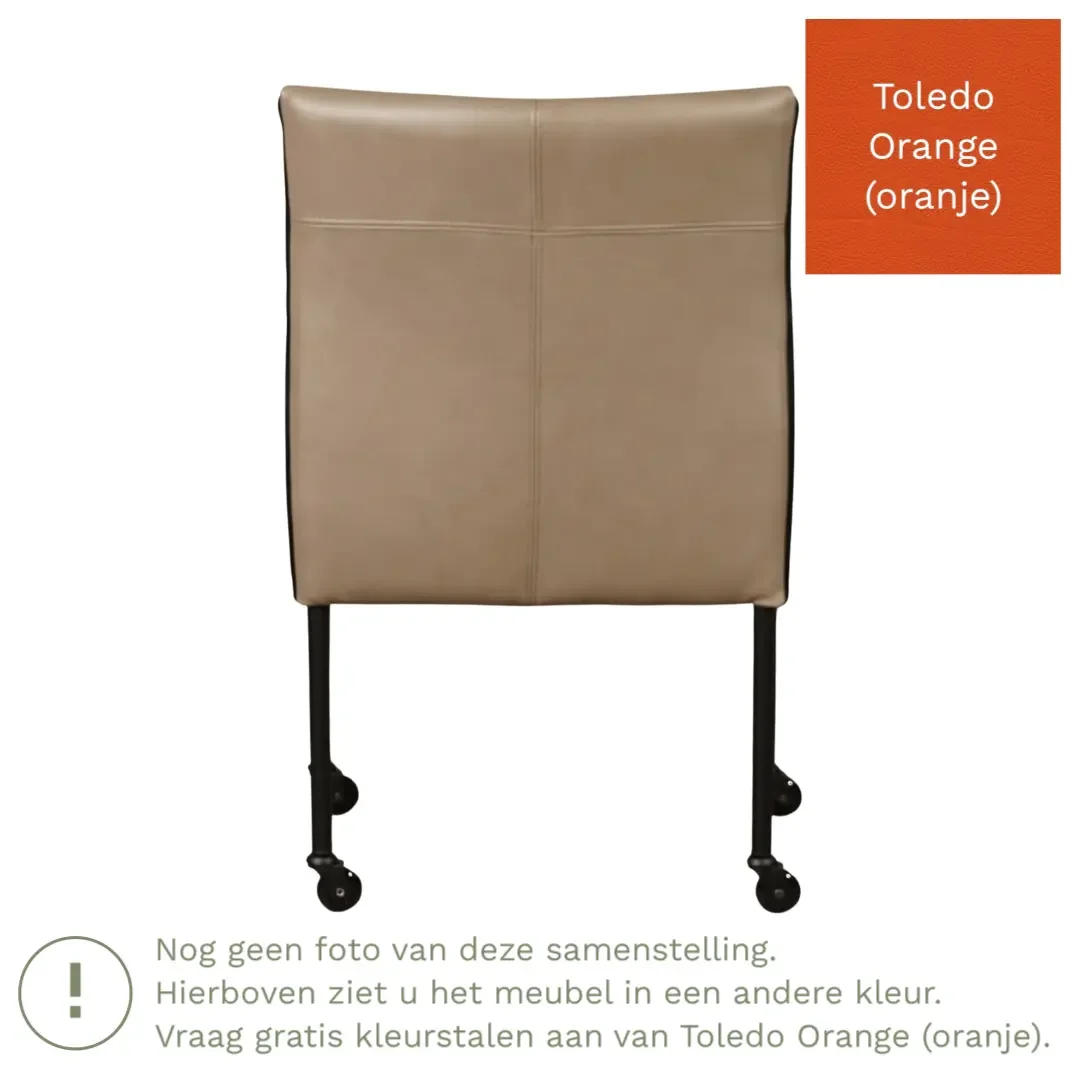 afbeelding van Leren eetkamerstoel More - Toledo Orange (oranje) - Poten staal rond zwart