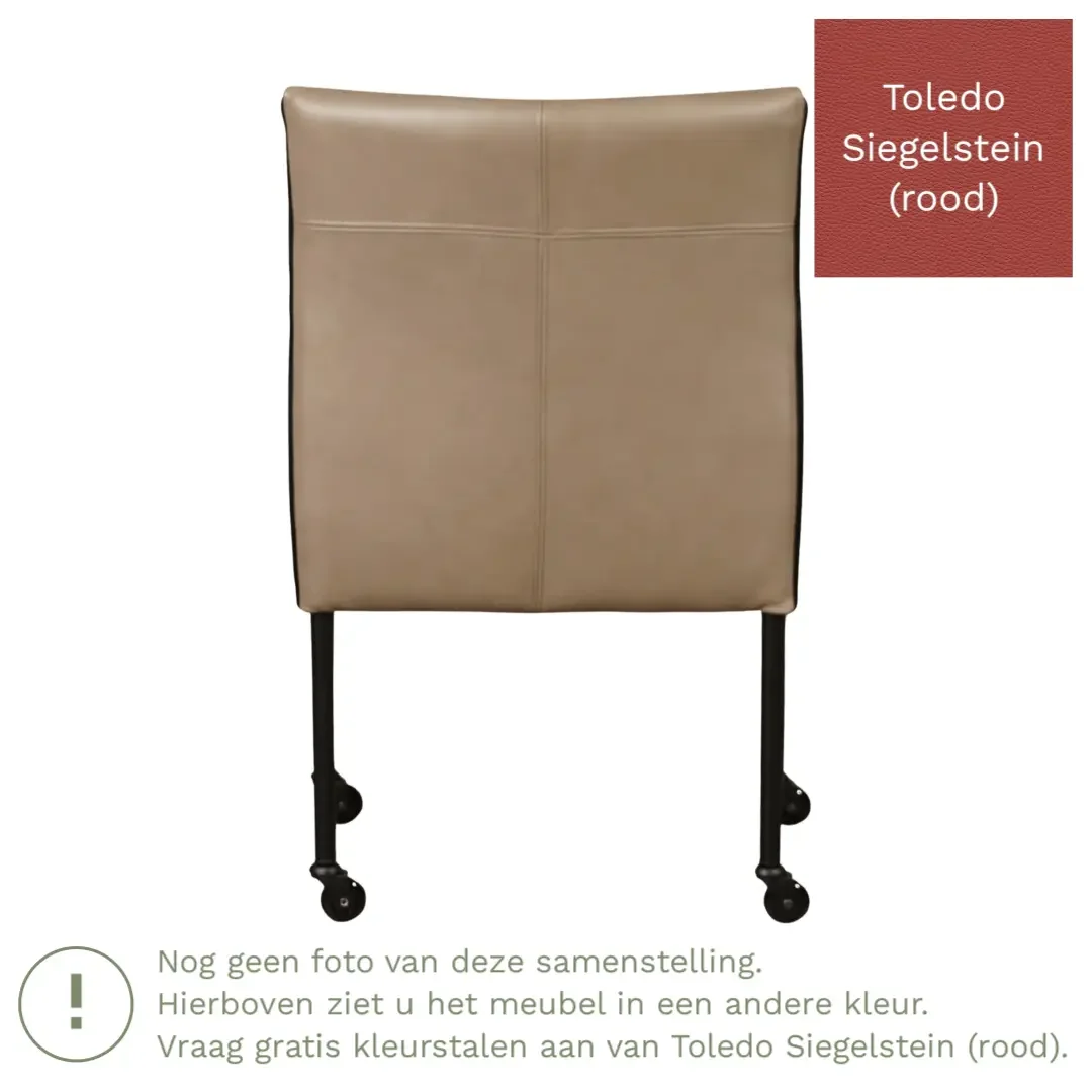 afbeelding van Leren eetkamerstoel More - Toledo Siegelstein (rood) - Poten staal rond RVS