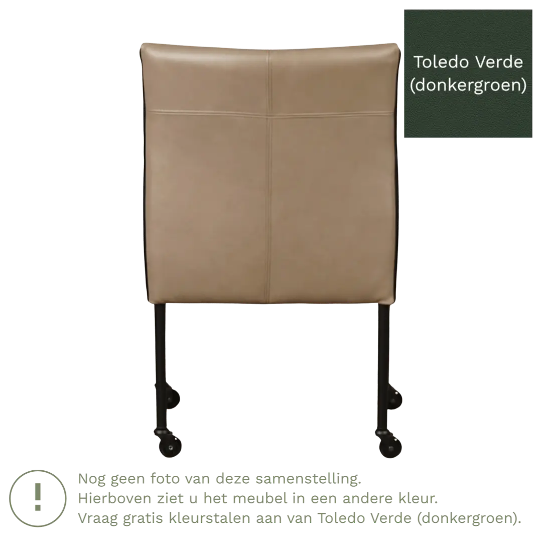 afbeelding van Leren eetkamerstoel More - Toledo Verde (donkergroen) - Poten staal rond RVS