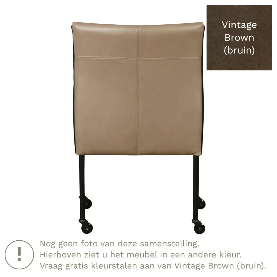 afbeelding van Leren eetkamerstoel More - Vintage Brown (bruin) - Poten staal rond RVS