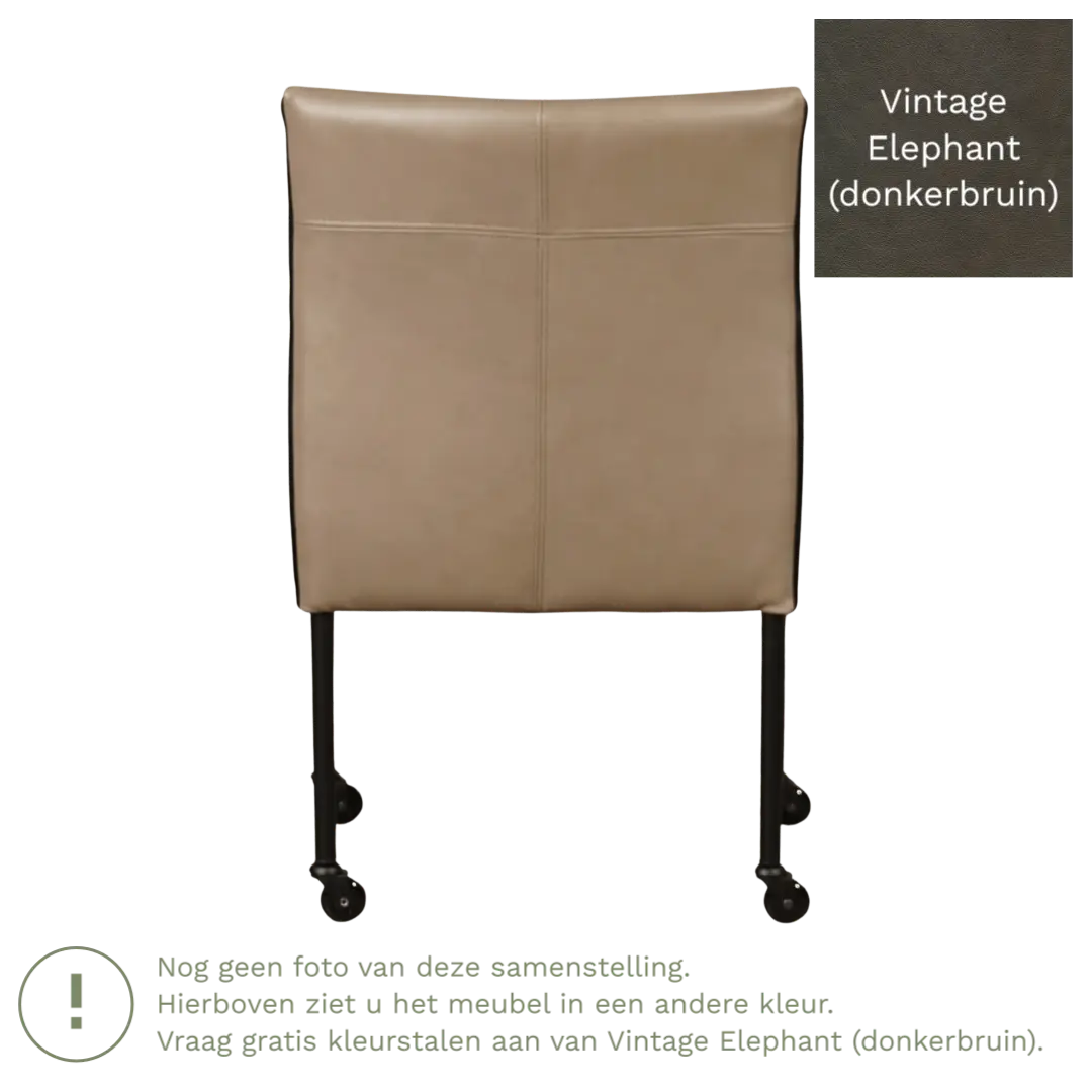 afbeelding van Leren eetkamerstoel More - Vintage Elephant (donkerbruin) - Poten staal rond zwart