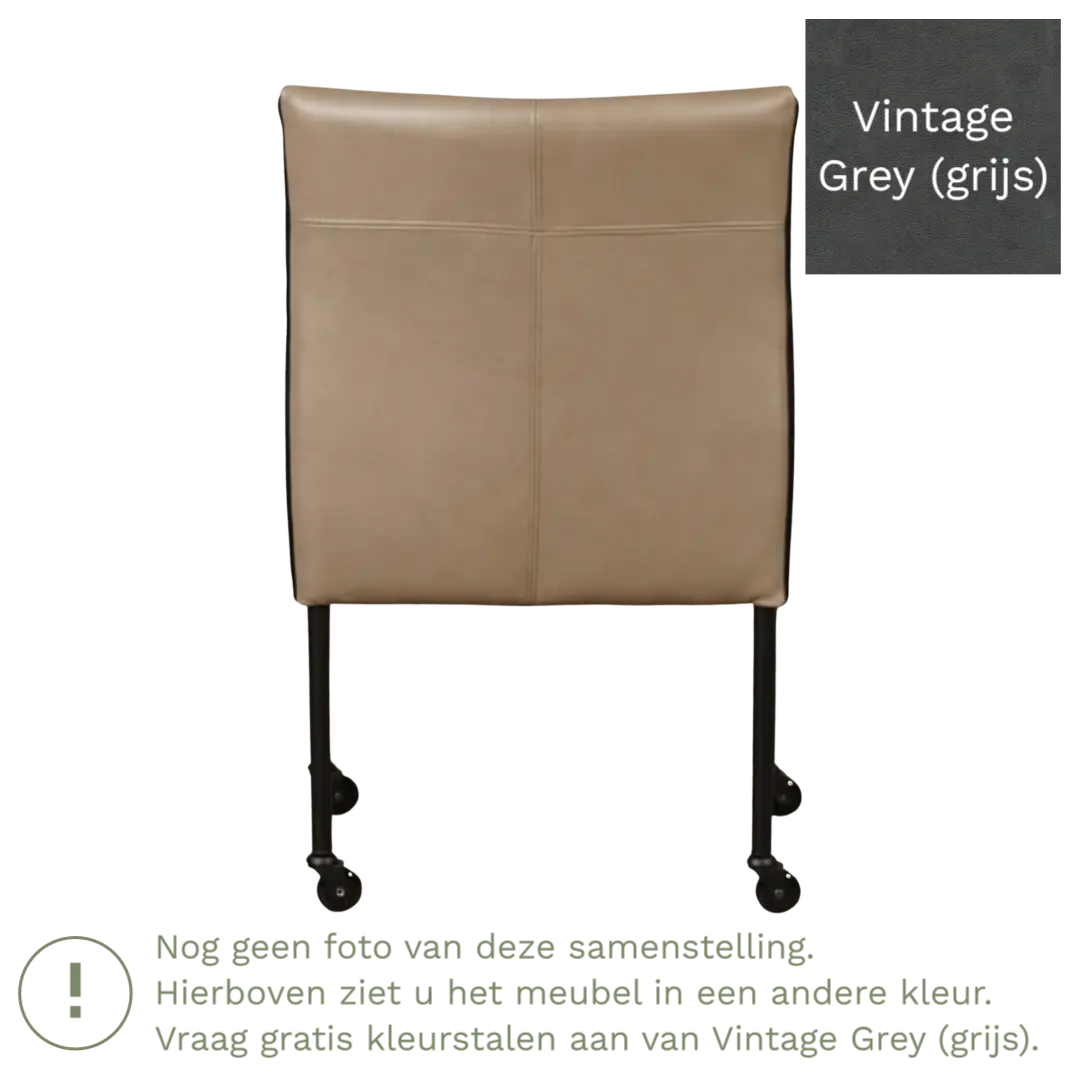afbeelding van Leren eetkamerstoel More - Vintage Grey (grijs) - Poten staal rond RVS