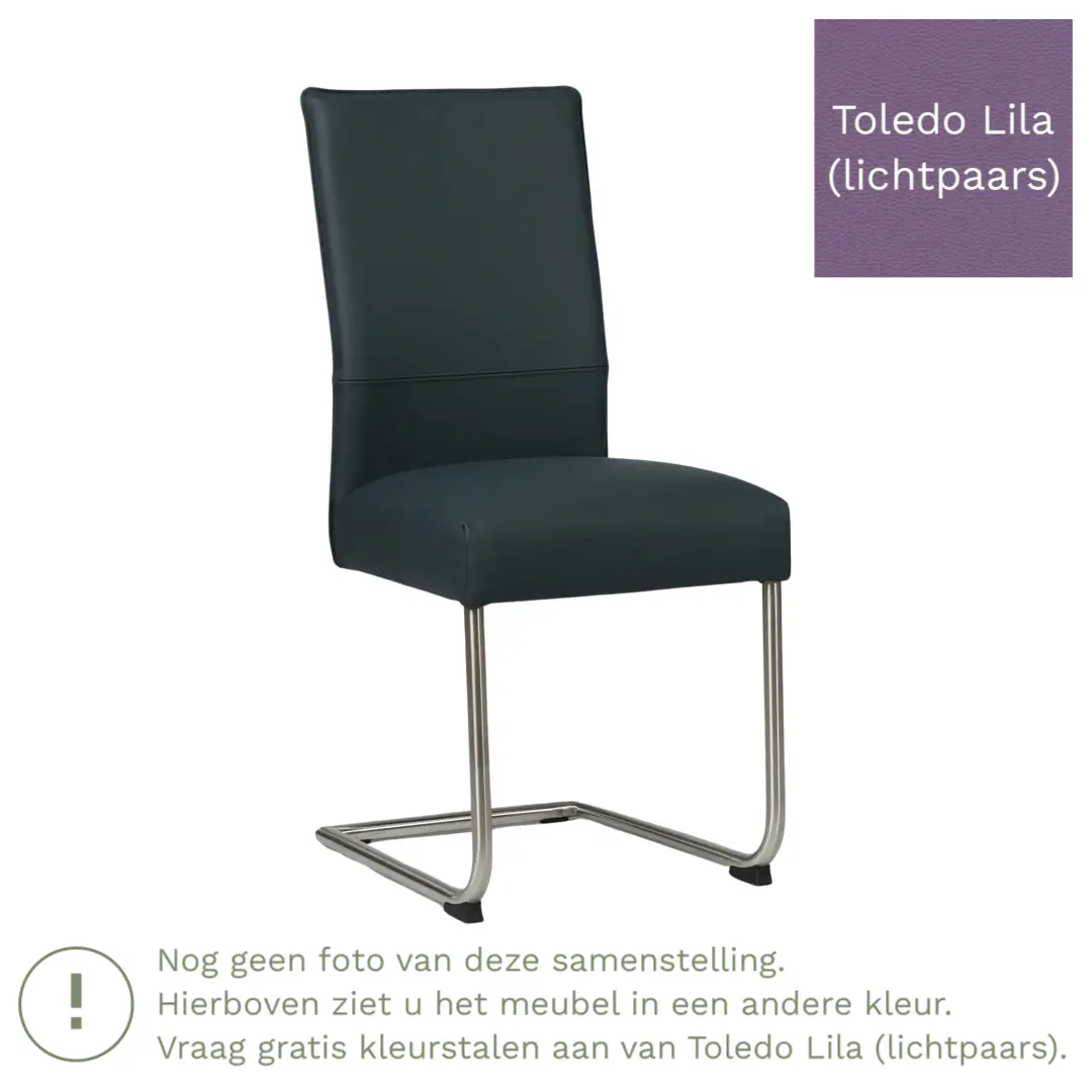 afbeelding van Leren eetkamerstoel Piece - Toledo Lila (lichtpaars) - Sledepoot staal rond RVS