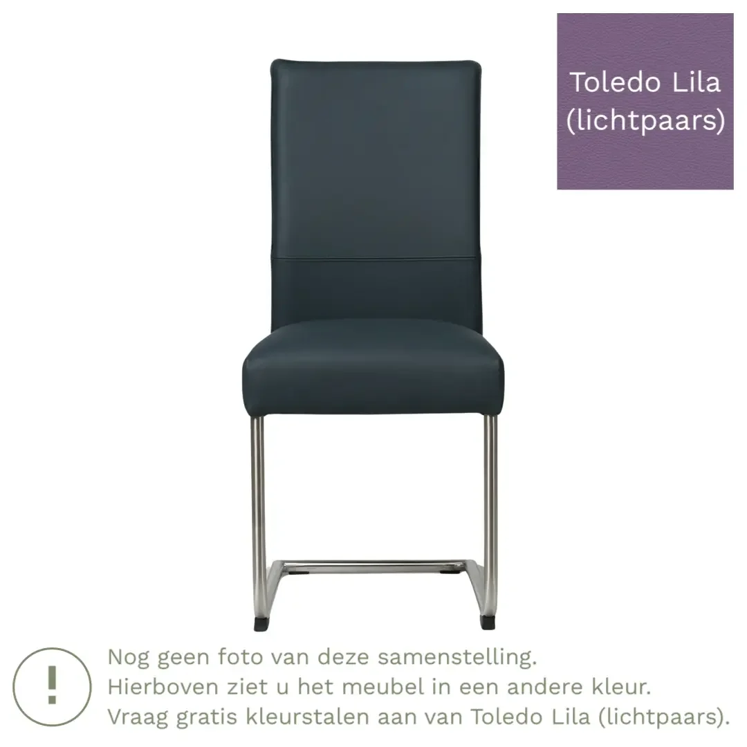afbeelding van Leren eetkamerstoel Piece - Toledo Lila (lichtpaars) - Sledepoot staal rond RVS