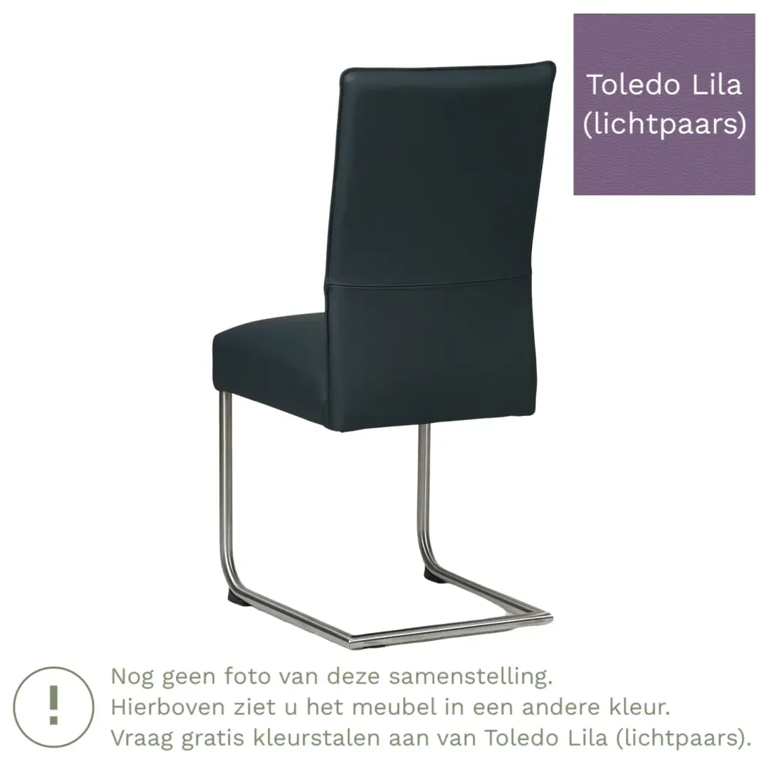 afbeelding van Leren eetkamerstoel Piece - Toledo Lila (lichtpaars) - Sledepoot staal rond RVS