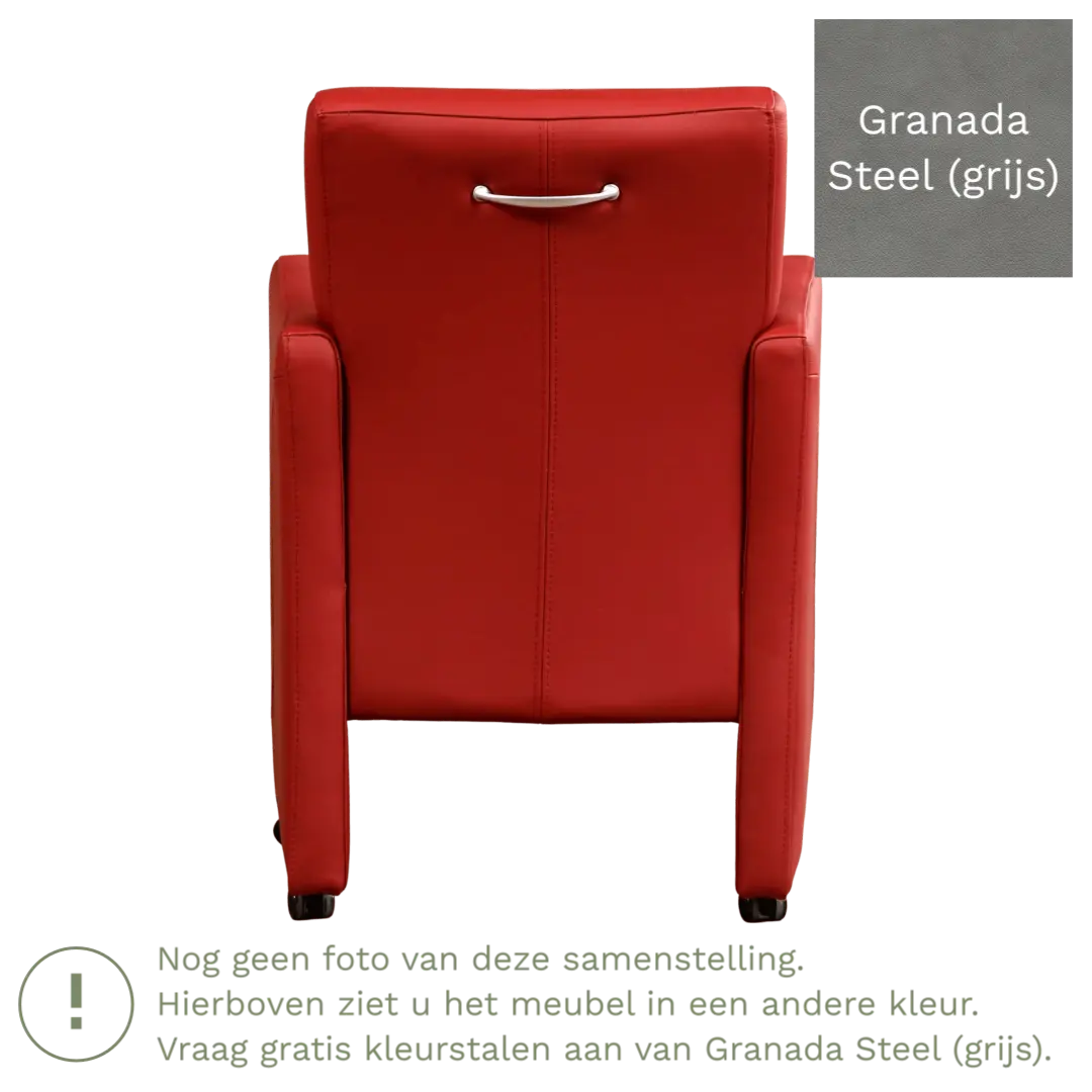 afbeelding van Leren eetkamerstoel Pleasure - Granada Steel (grijs) - Zonder handgreep
