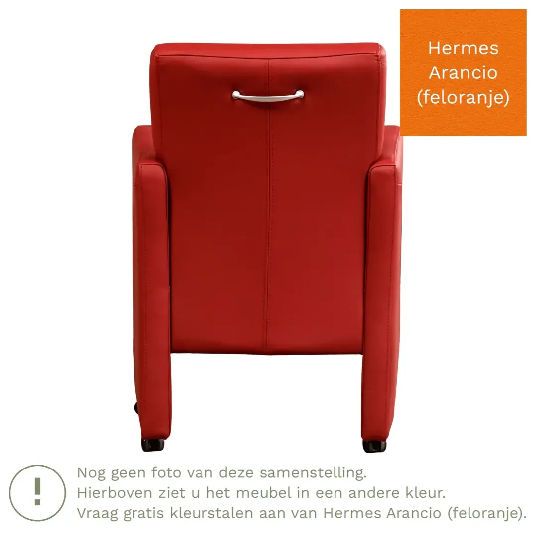 afbeelding van Leren eetkamerstoel Pleasure - Hermes Arancio (feloranje) - Zonder handgreep