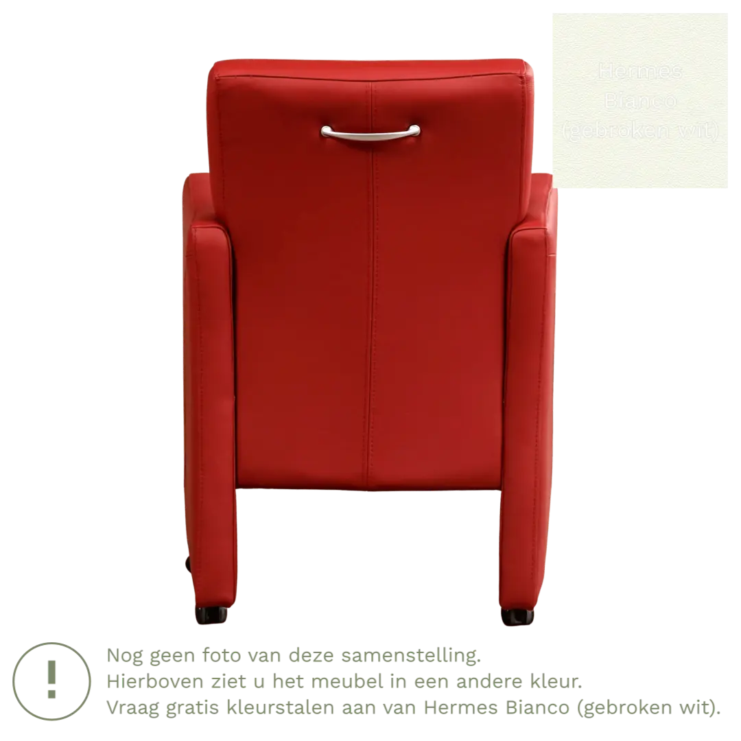 afbeelding van Leren eetkamerstoel Pleasure - Hermes Bianco (gebroken wit) - Zonder handgreep