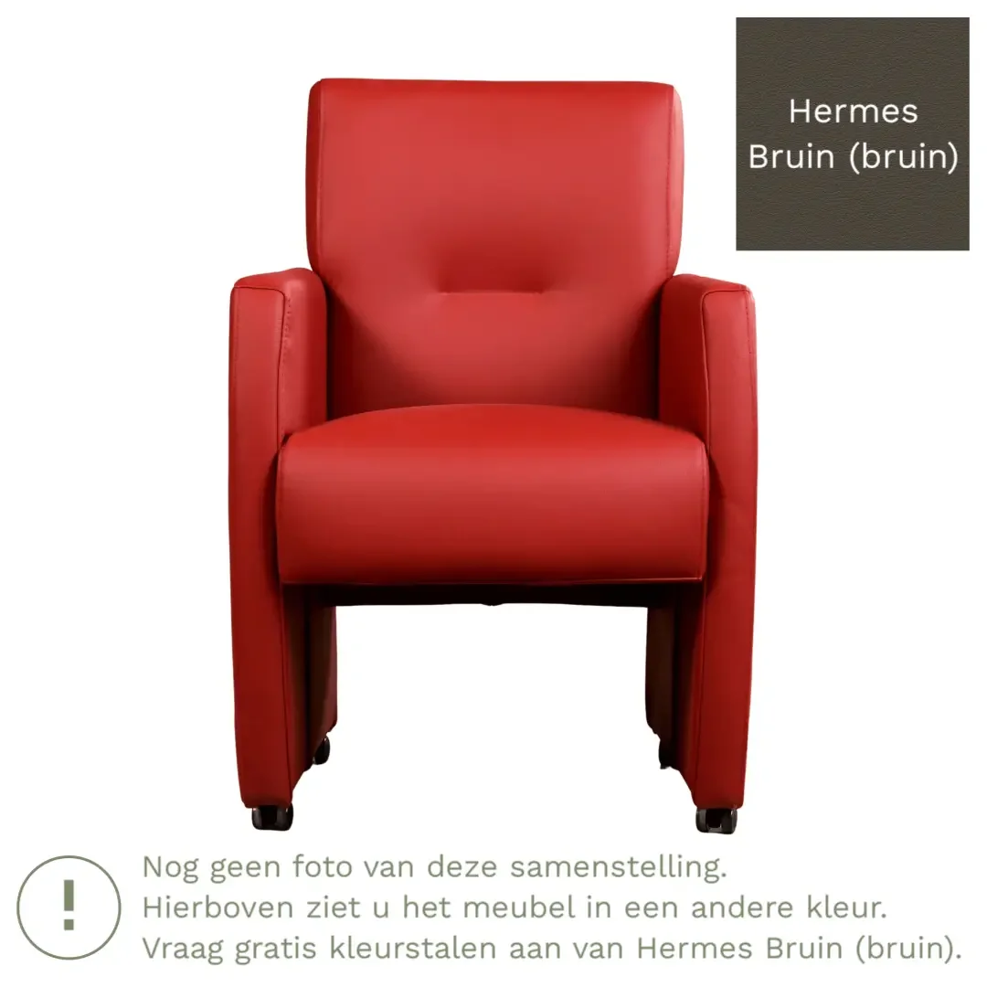 afbeelding van Leren eetkamerstoel Pleasure - Hermes Bruin (bruin) - Zonder handgreep