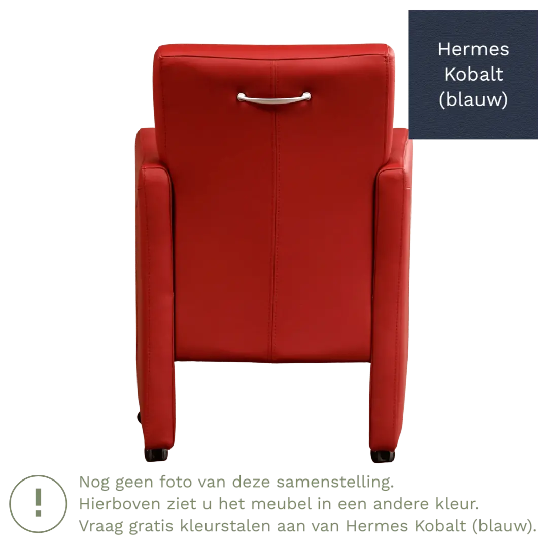 afbeelding van Leren eetkamerstoel Pleasure - Hermes Kobalt (blauw) - Met handgreep zwart