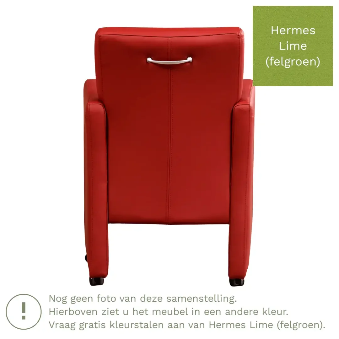 afbeelding van Leren eetkamerstoel Pleasure - Hermes Lime (felgroen) - Zonder handgreep