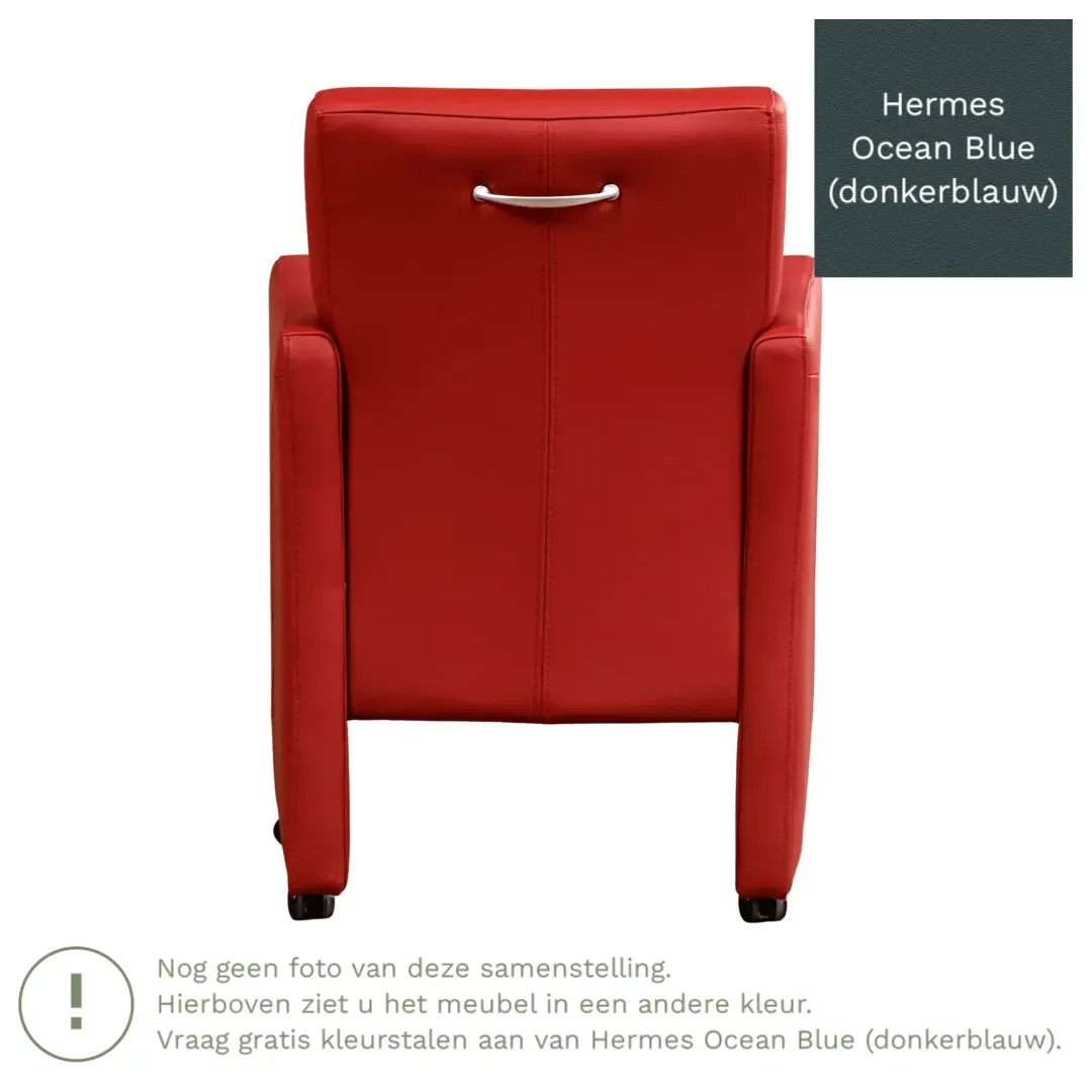 afbeelding van Leren eetkamerstoel Pleasure - Hermes Ocean Blue (donkerblauw) - Zonder handgreep