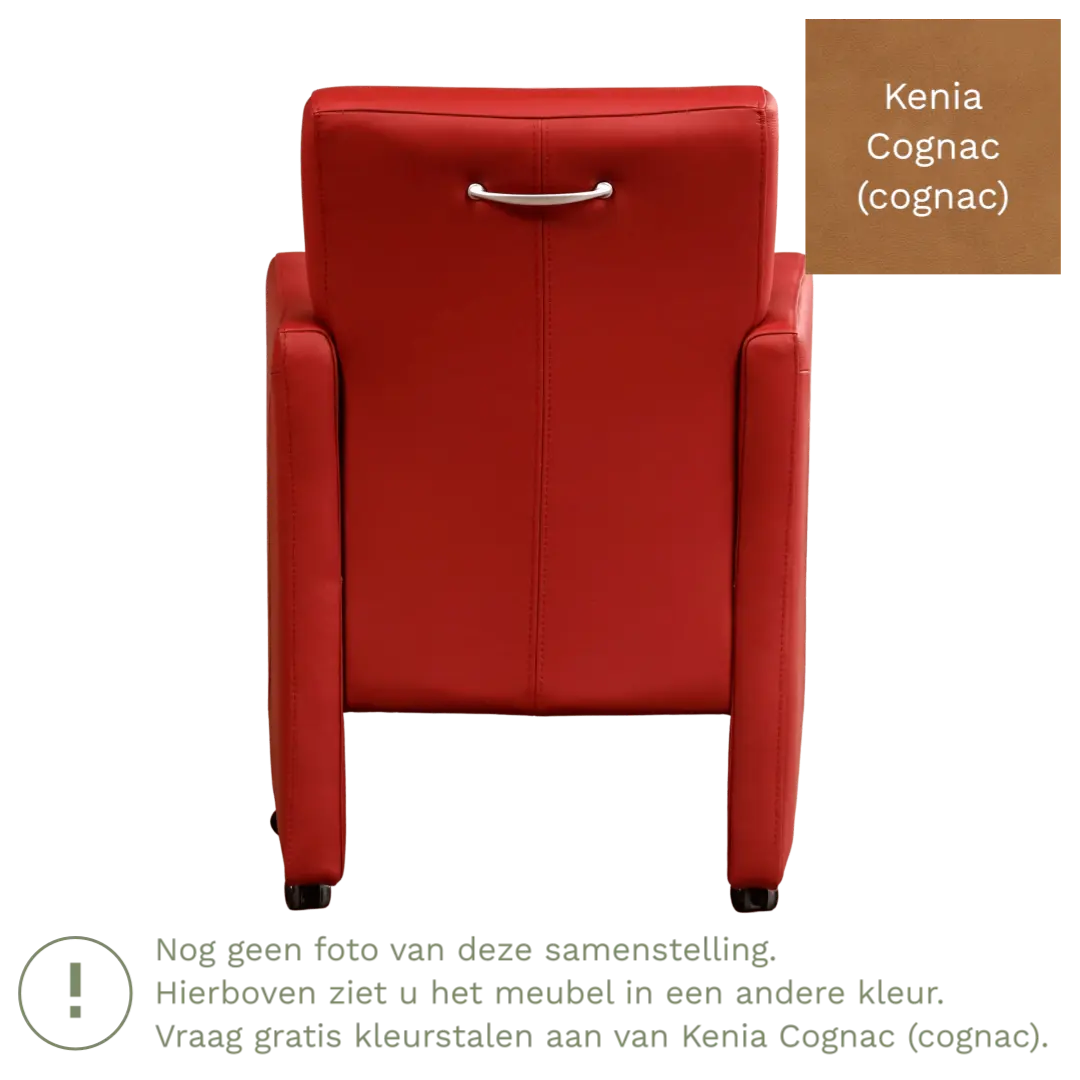 afbeelding van Leren eetkamerstoel Pleasure - Kenia Cognac (cognac) - Met handgreep zwart
