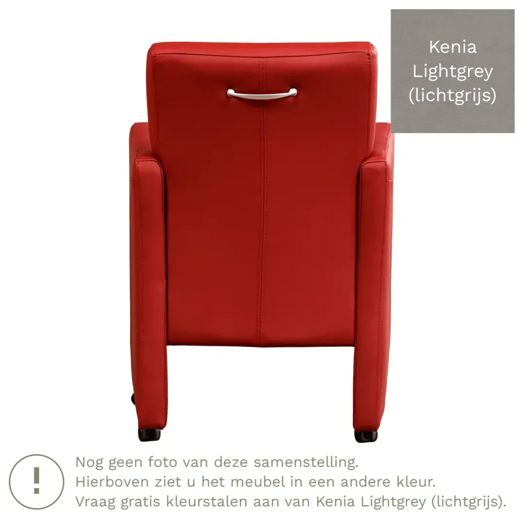 afbeelding van Leren eetkamerstoel Pleasure - Kenia Lightgrey (lichtgrijs) - Zonder handgreep