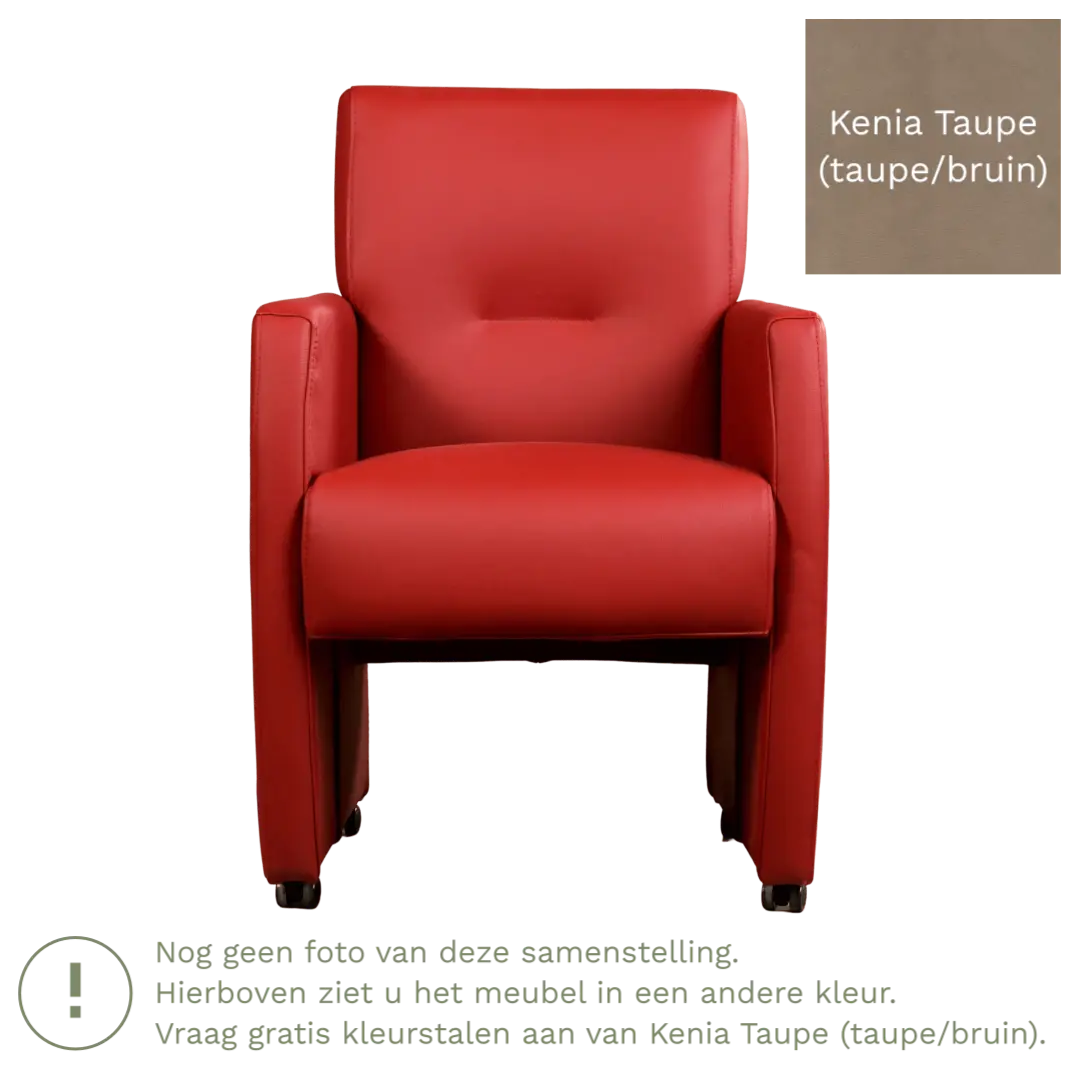 afbeelding van Leren eetkamerstoel Pleasure - Kenia Taupe (taupe/bruin) - Zonder handgreep