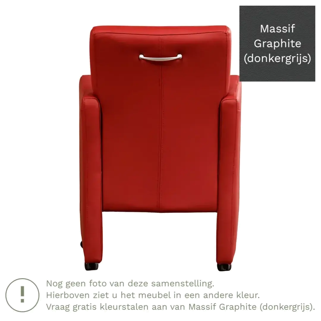 afbeelding van Leren eetkamerstoel Pleasure - Massif Graphite (donkergrijs) - Met handgreep zwart