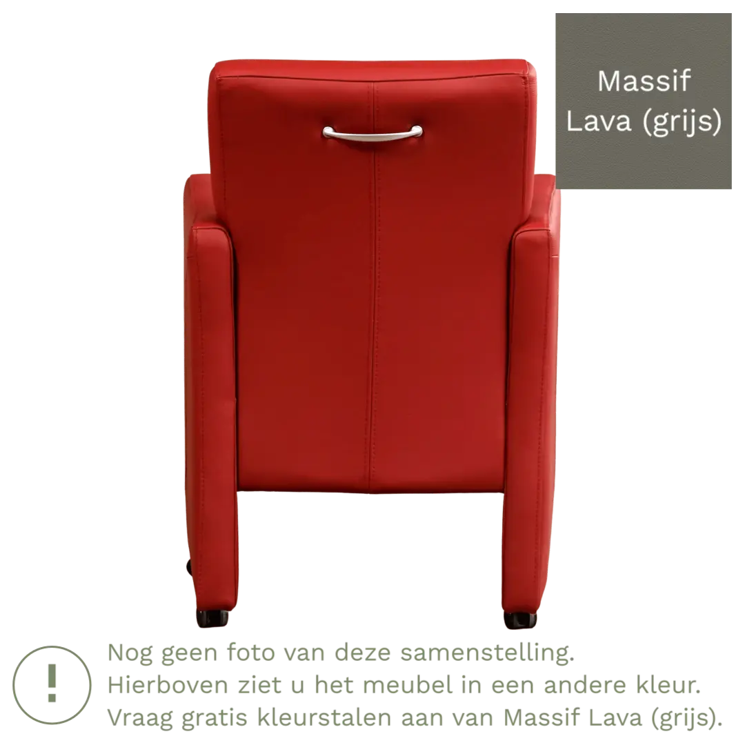 afbeelding van Leren eetkamerstoel Pleasure - Massif Lava (grijs) - Met handgreep RVS