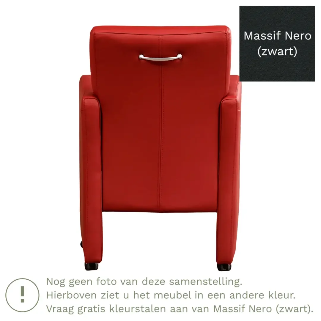 afbeelding van Leren eetkamerstoel Pleasure - Massif Nero (zwart) - Met handgreep zwart