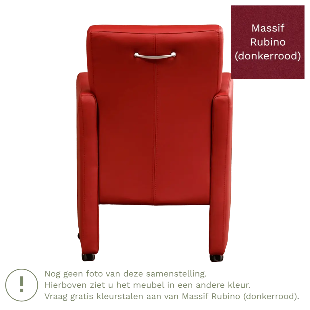 afbeelding van Leren eetkamerstoel Pleasure - Massif Rubino (donkerrood) - Met handgreep zwart