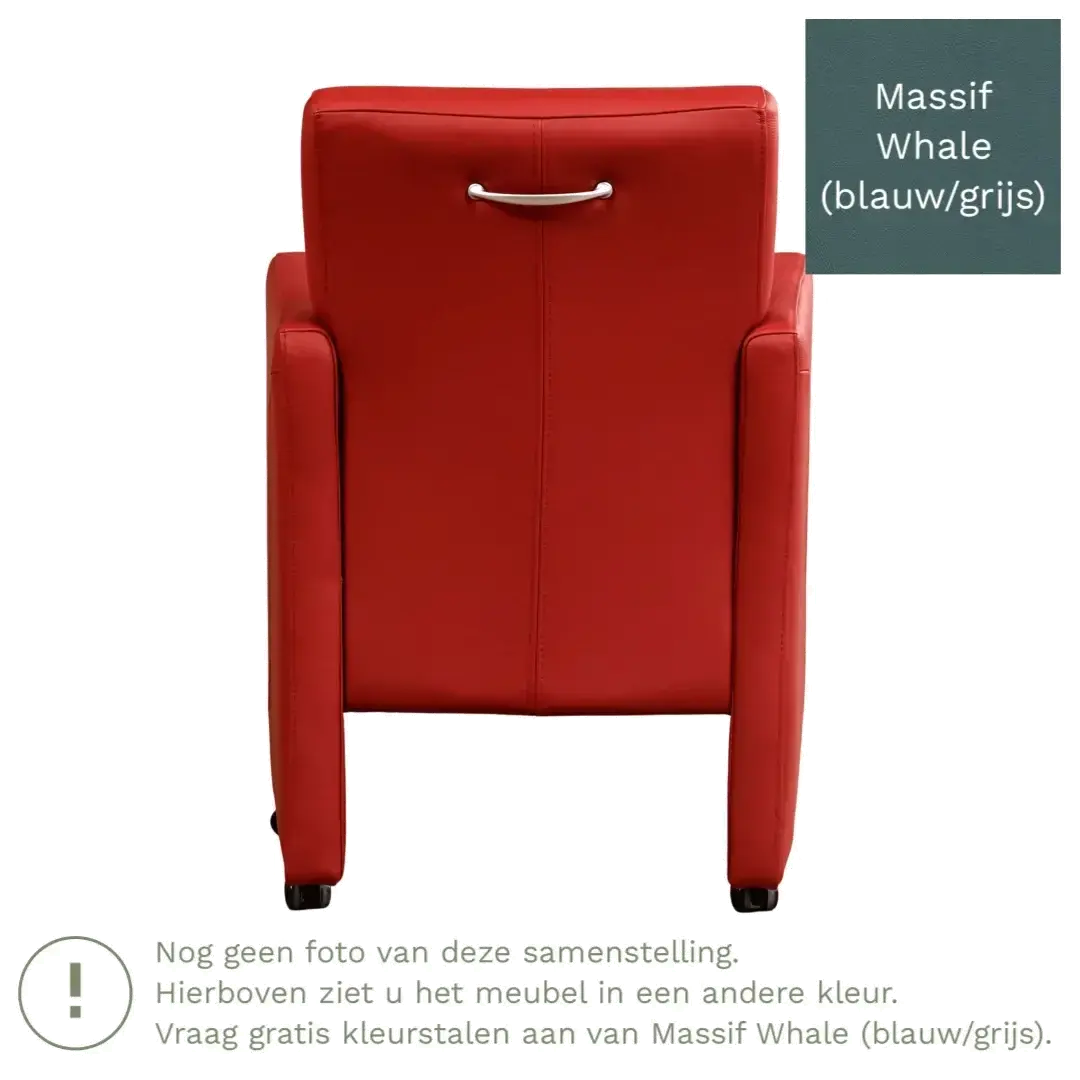 afbeelding van Leren eetkamerstoel Pleasure - Massif Whale (blauw/grijs) - Met handgreep RVS