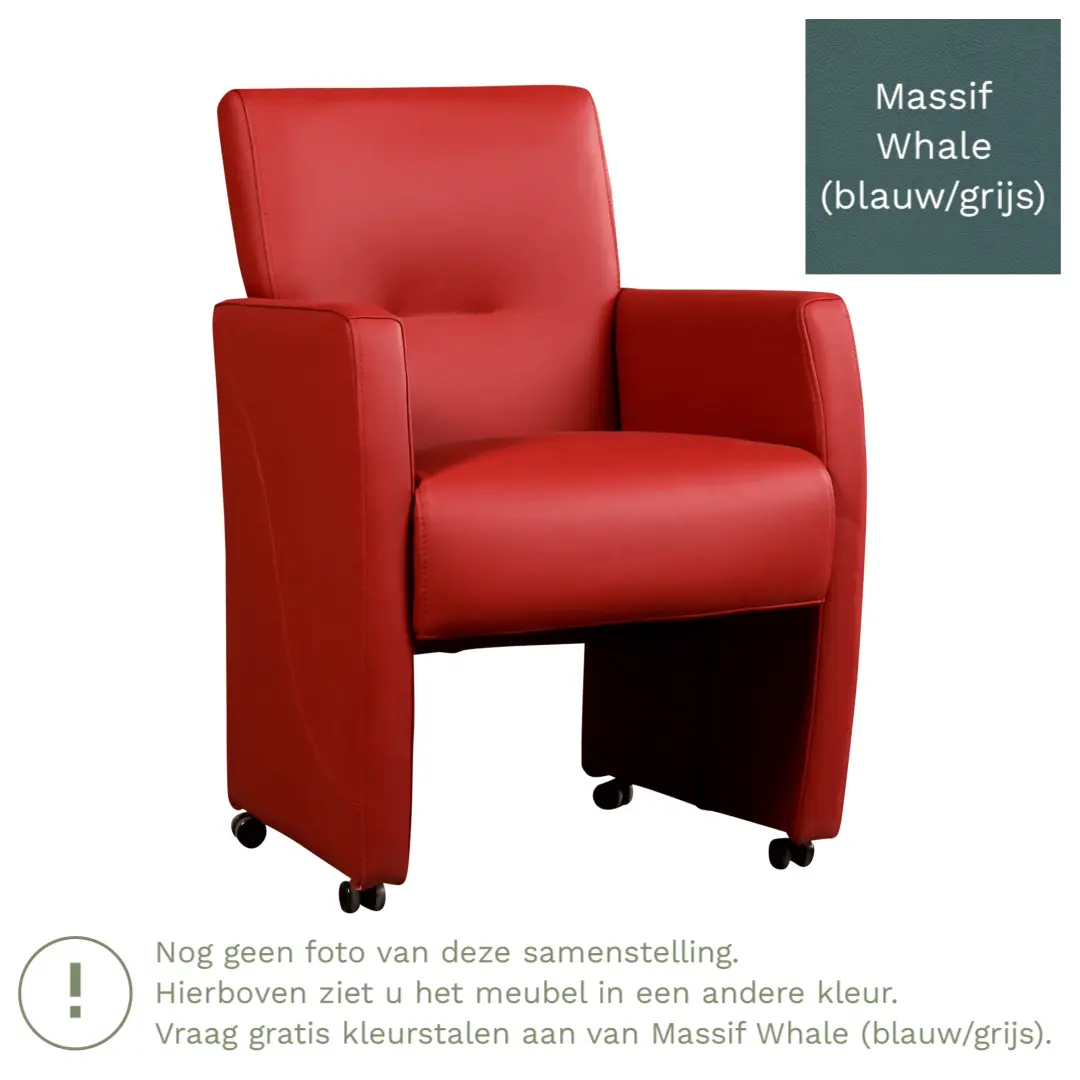 afbeelding van Leren eetkamerstoel Pleasure - Massif Whale (blauw/grijs) - Met handgreep zwart