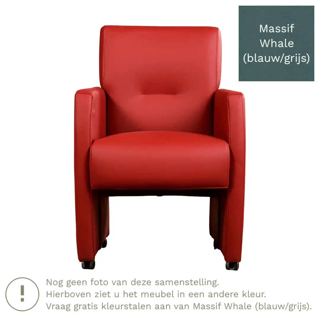 afbeelding van Leren eetkamerstoel Pleasure - Massif Whale (blauw/grijs) - Met handgreep zwart