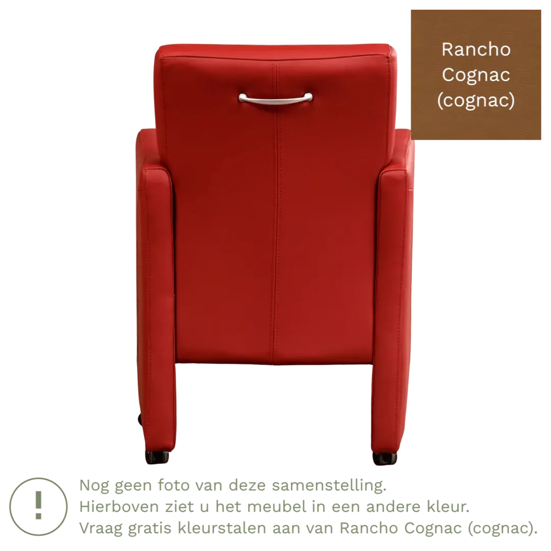 afbeelding van Leren eetkamerstoel Pleasure - Rancho Cognac (cognac) - Met handgreep zwart