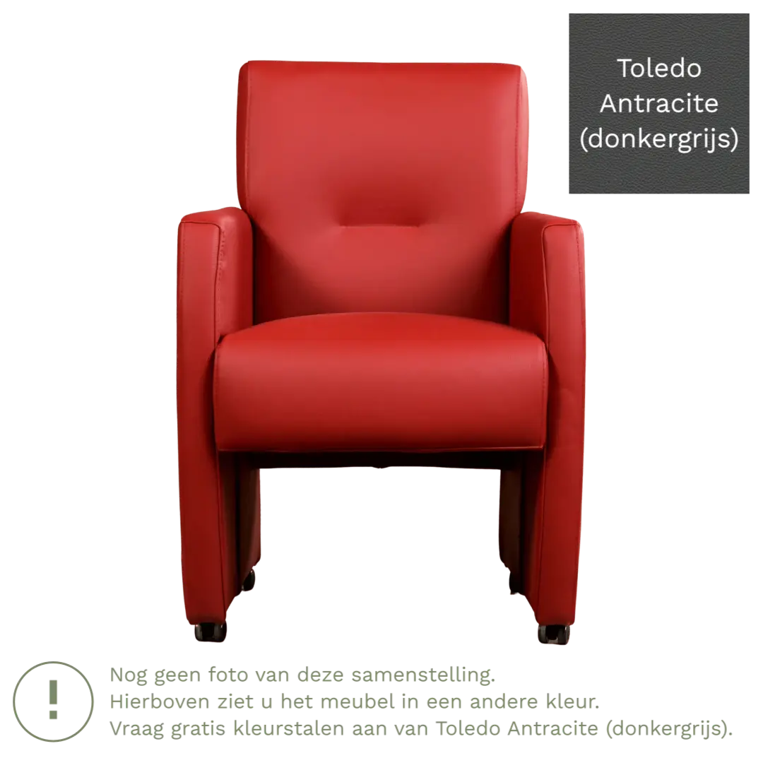 afbeelding van Leren eetkamerstoel Pleasure - Toledo Antracite (donkergrijs) - Zonder handgreep