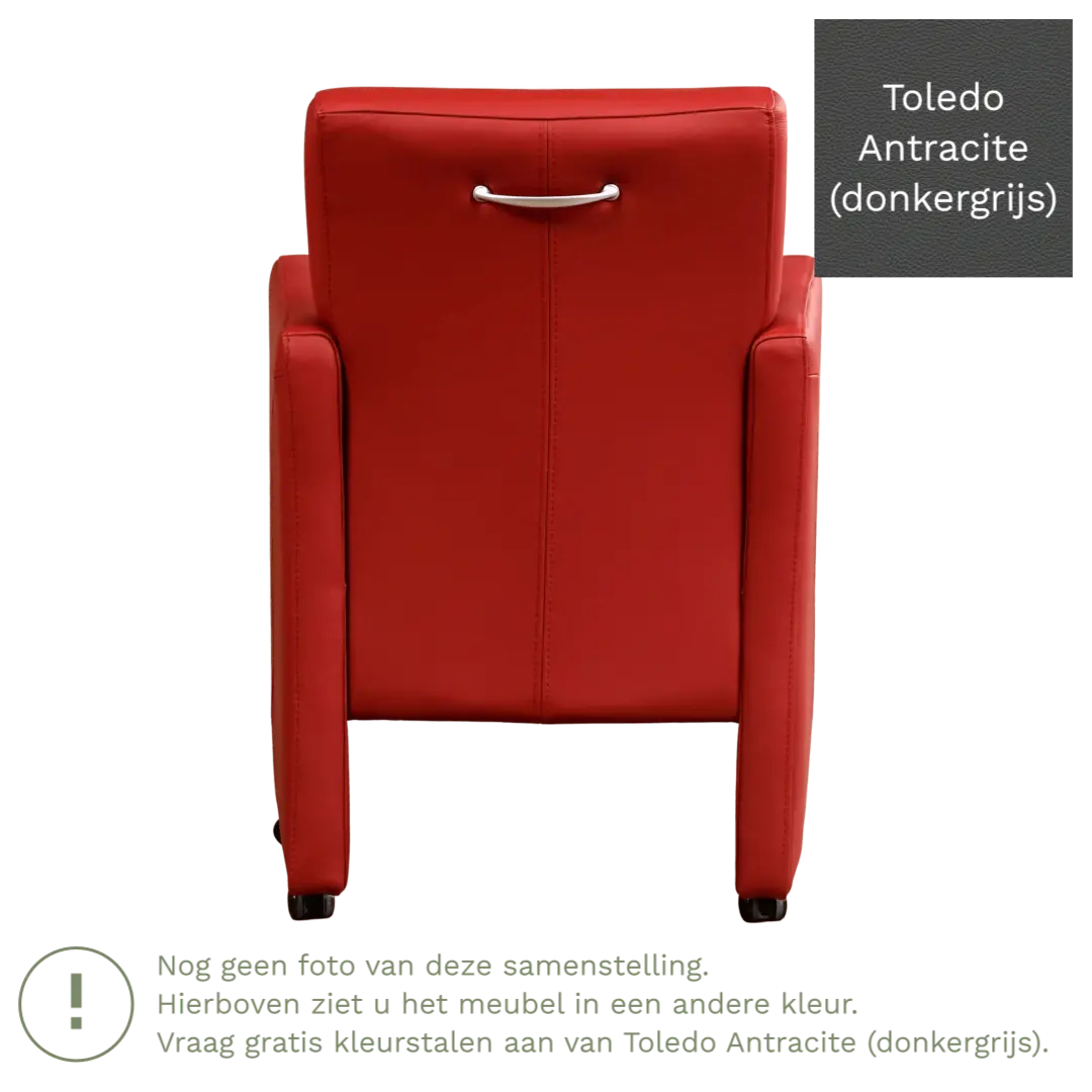 afbeelding van Leren eetkamerstoel Pleasure - Toledo Antracite (donkergrijs) - Zonder handgreep