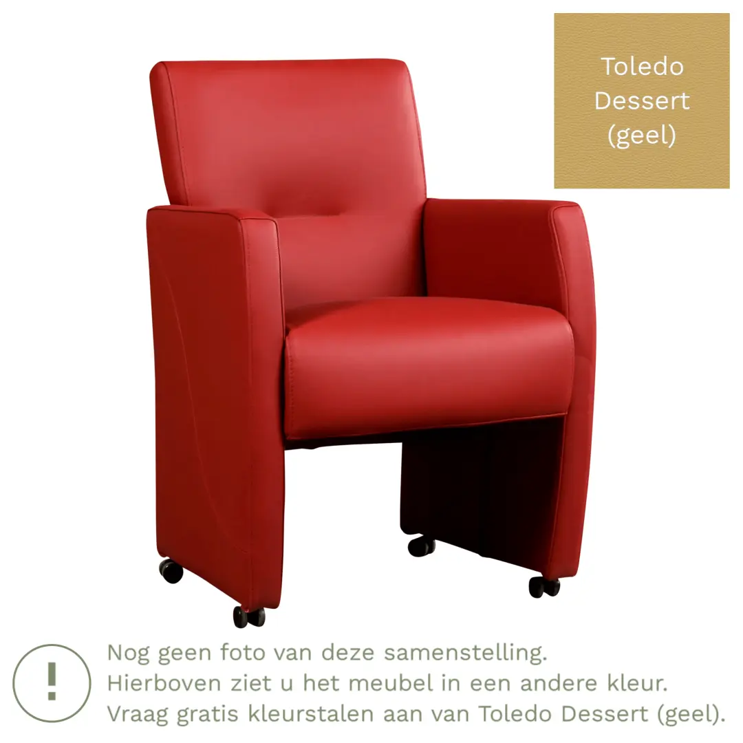 afbeelding van Leren eetkamerstoel Pleasure - Toledo Dessert (geel) - Zonder handgreep