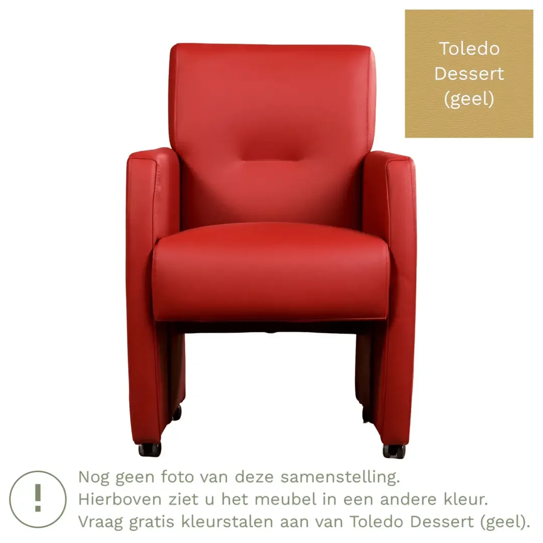 afbeelding van Leren eetkamerstoel Pleasure - Toledo Dessert (geel) - Zonder handgreep