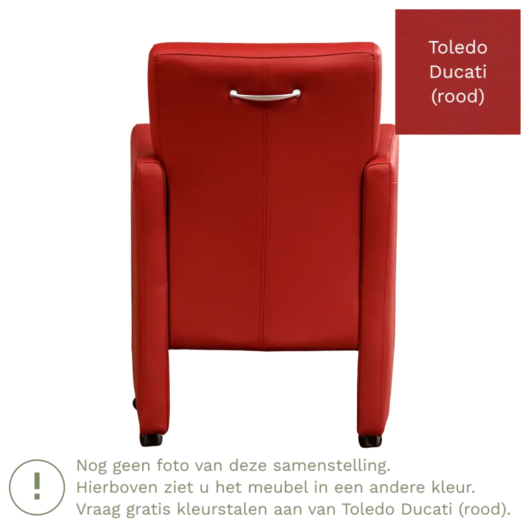 afbeelding van Leren eetkamerstoel Pleasure - Toledo Ducati (rood) - Met handgreep zwart